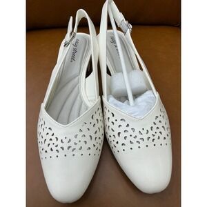 Easy Street Sofie Slingback Pumps Womens 12W White Perforated 31-9073
